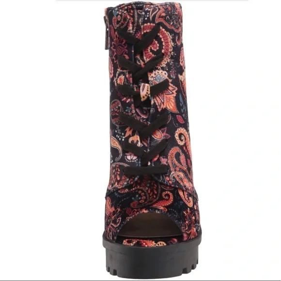 Jessica Simpson Lizzah Peep Toe Bootie Autumn Combo Size 7 - Picture 2 of 7